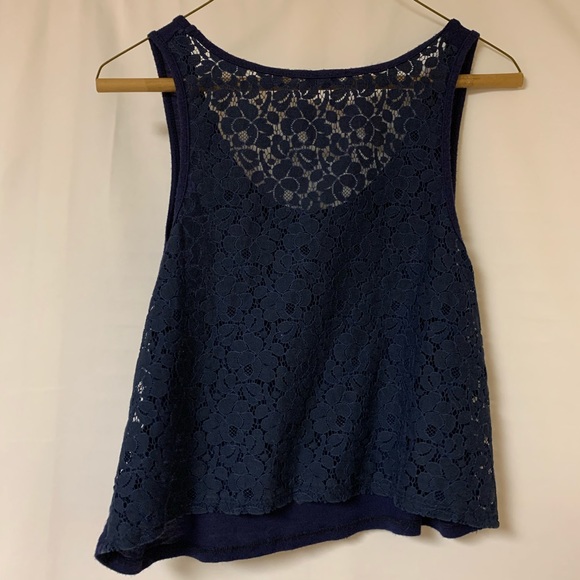 Papaya Crop Tank Top Cali Palm Tree Lace Back - Picture 4 of 4